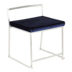 Contemporary Stackable Dining Chair Set with Metal Frame - Blue or Black