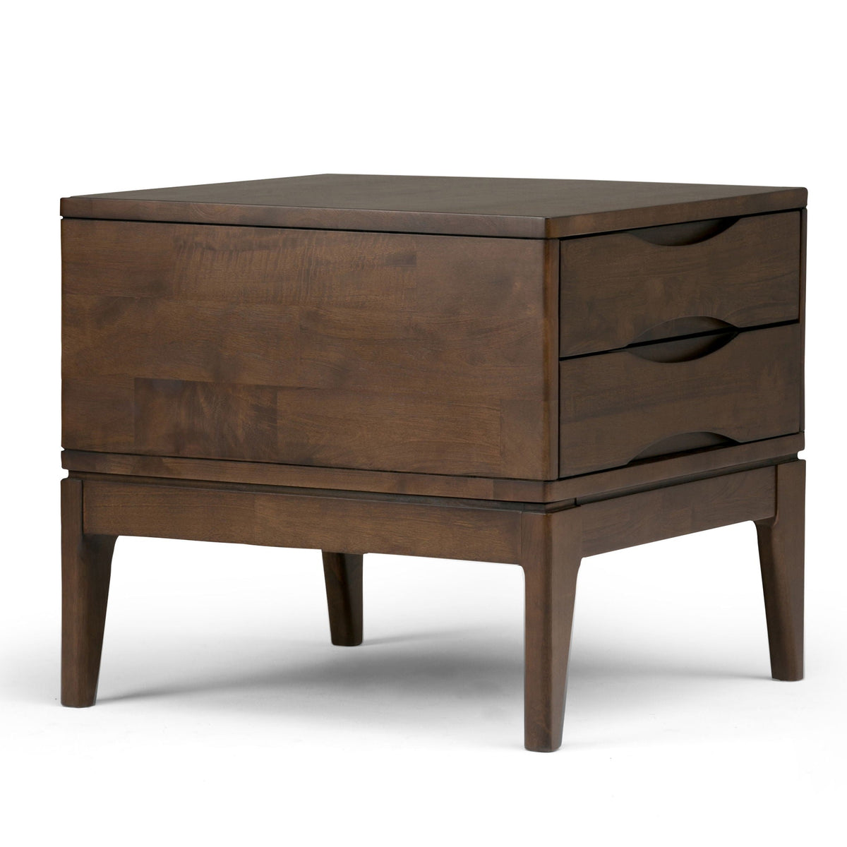 Handcrafted End Table with 2 Drawers - Light Brown, Dark Brown, or Black