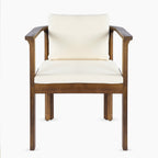 Outdoor Dining Chair Set of 4 with Curved Acacia Wood Arms