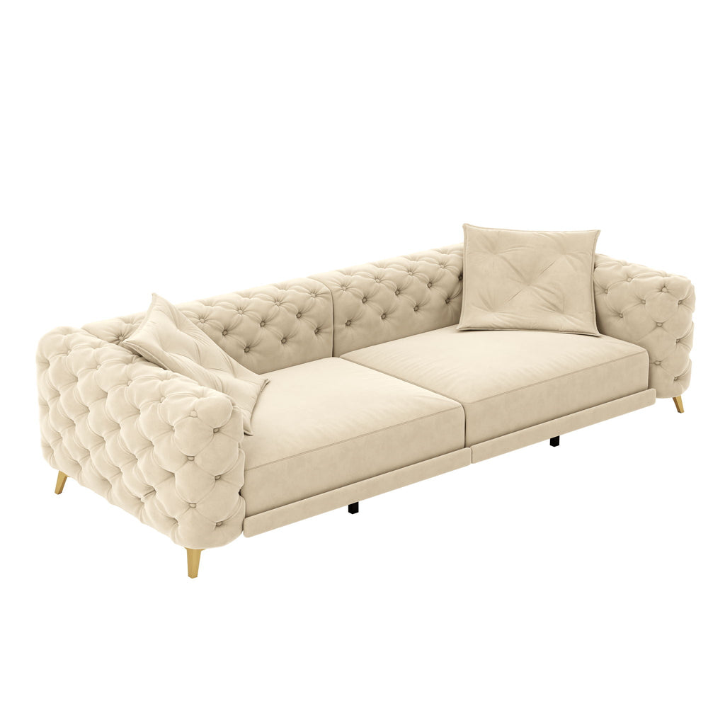 3-In-1 Convertible Sleeper Sofa Set with Deep Seat & Movable Ottoman - White, Beige, Gray