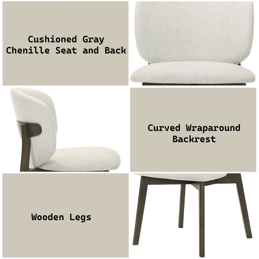 Gray & Walnut Side Chair Set with Cushion - Set of 2