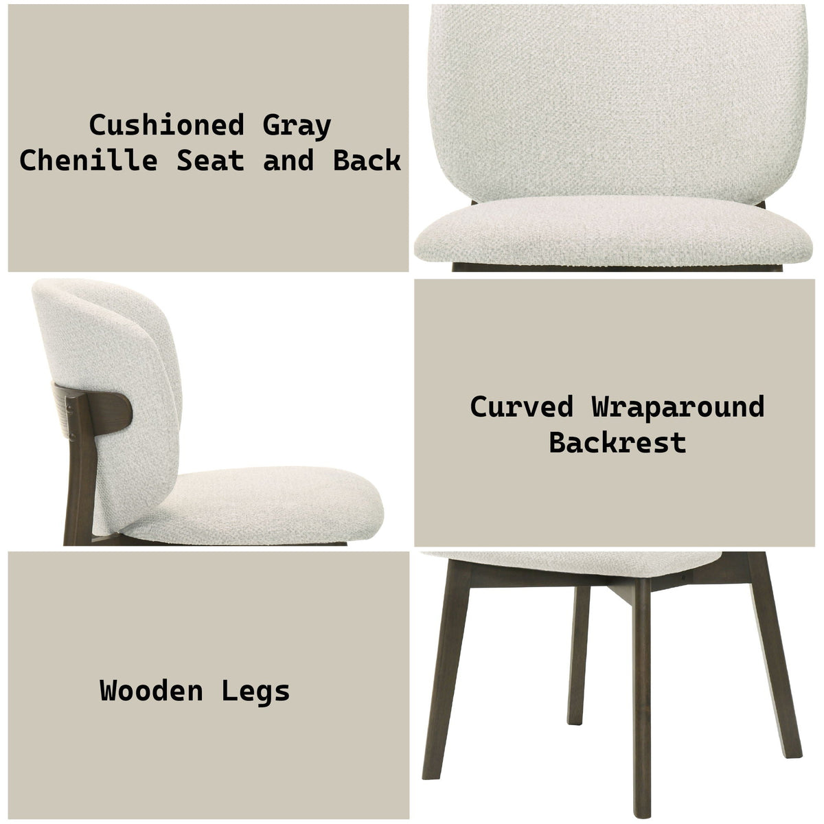 Gray & Walnut Side Chair Set with Cushion - Set of 2