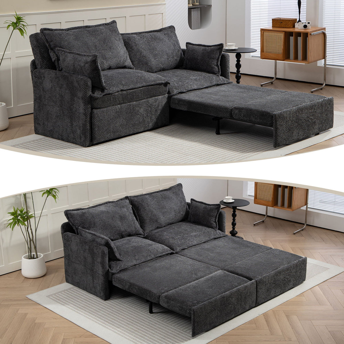 Convertible Sleeper Sofa Bed with Storage and USB/C Charging - Fabric