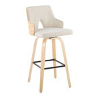 Stella Contemporary Fixed Height Barstool Set with Swivel Square Footrest - Dark Gray or Beige