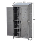 Outdoor Storage Shed with Vertical Tool Cabinet - Solid Wood, Dark Gray or Light Brown