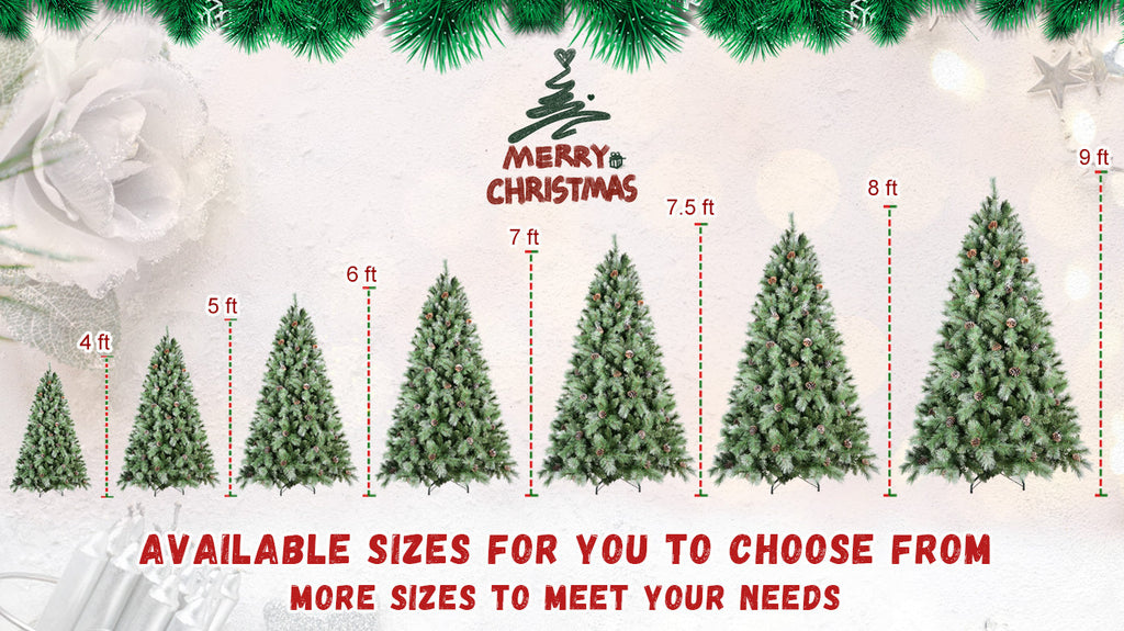 8 Ft Full-Bodied Pre-Decorated Pinecone Christmas Tree with Pine Cones - Green