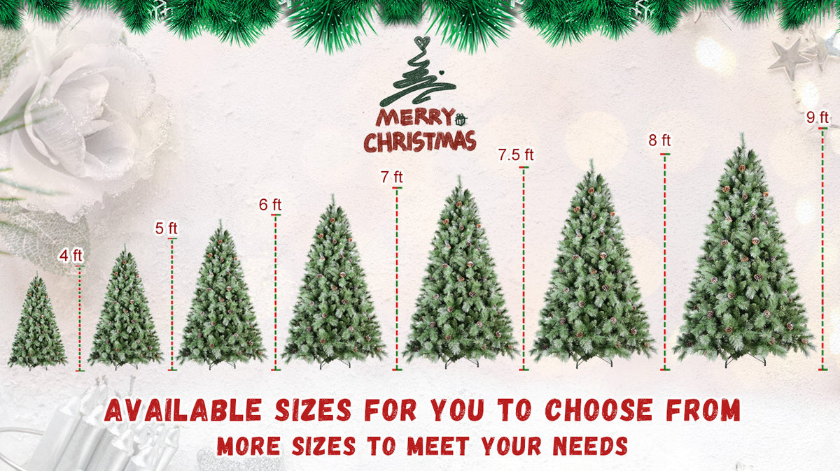 8 Ft Full-Bodied Pre-Decorated Pinecone Christmas Tree with Pine Cones - Green