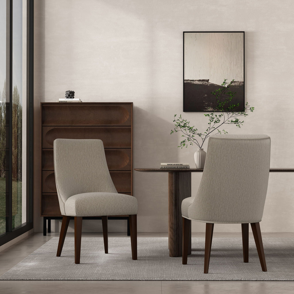 Upholstered Armchair with Ergonomic Backrest - Beige or Dark Gray