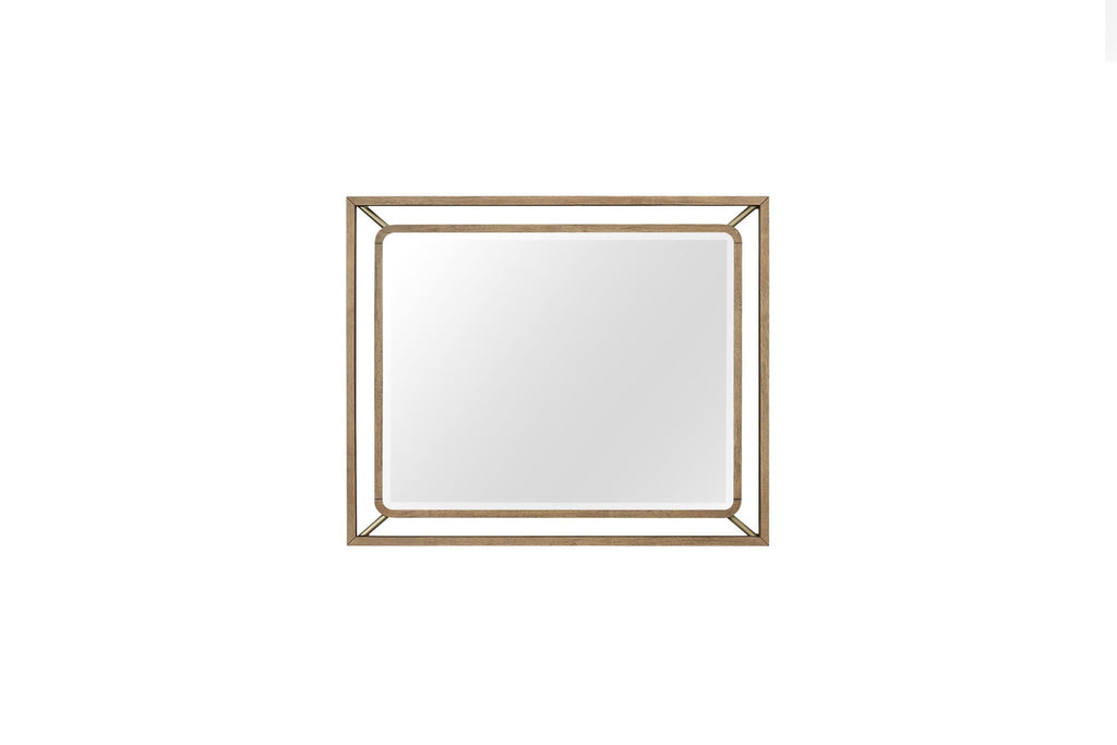 Light Brown Mirror with Metal Accents - 46" W x 1.5" D x 38" H
