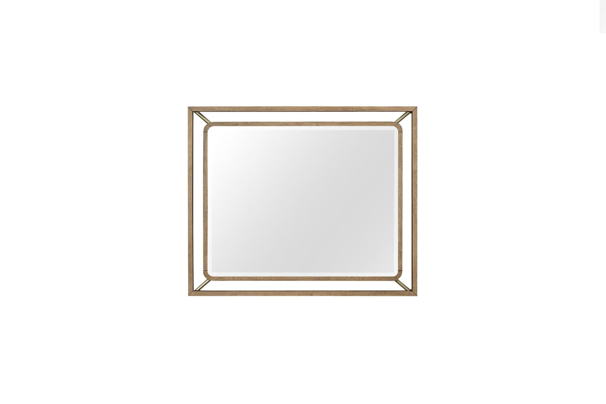 Light Brown Mirror with Metal Accents - 46" W x 1.5" D x 38" H