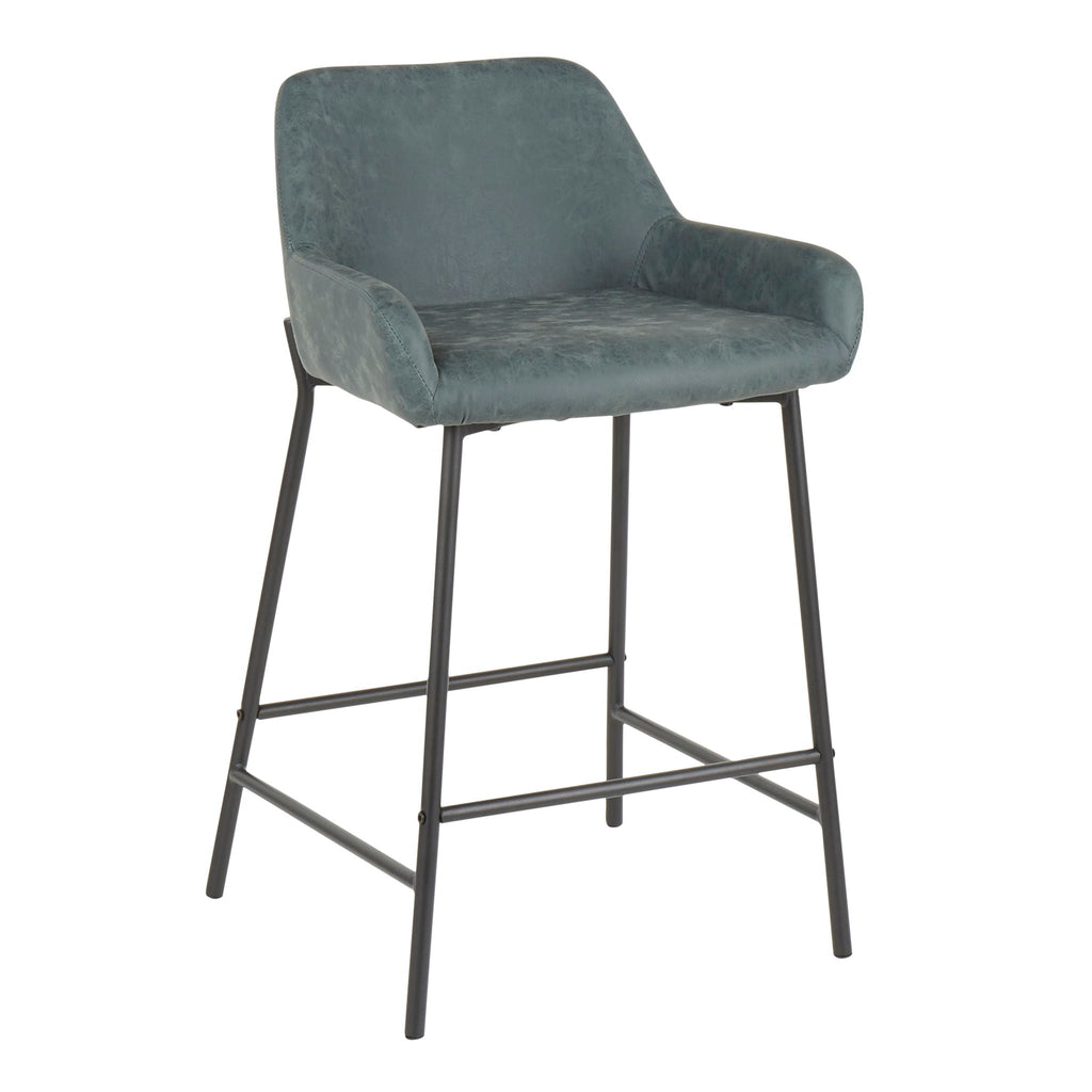 Industrial Fixed Height Counter Stool Set with Upholstered Seat - Multiple Colors