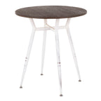 Industrial Round Dinette Table with Durable Metal Legs - White or Dark Brown