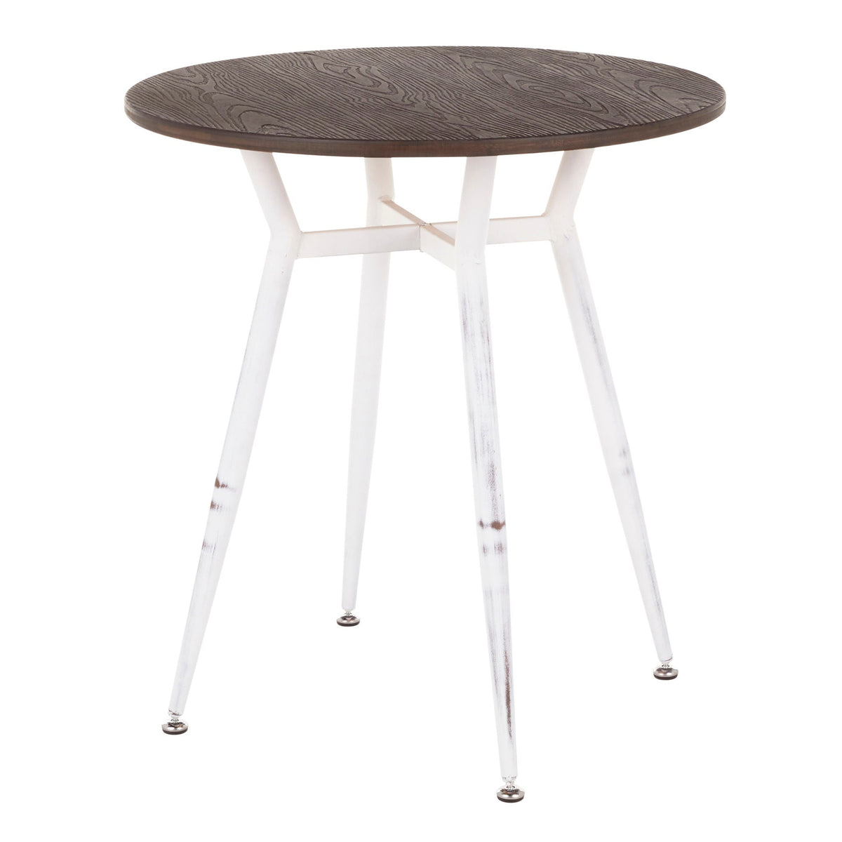 Industrial Round Dinette Table with Durable Metal Legs - White or Dark Brown