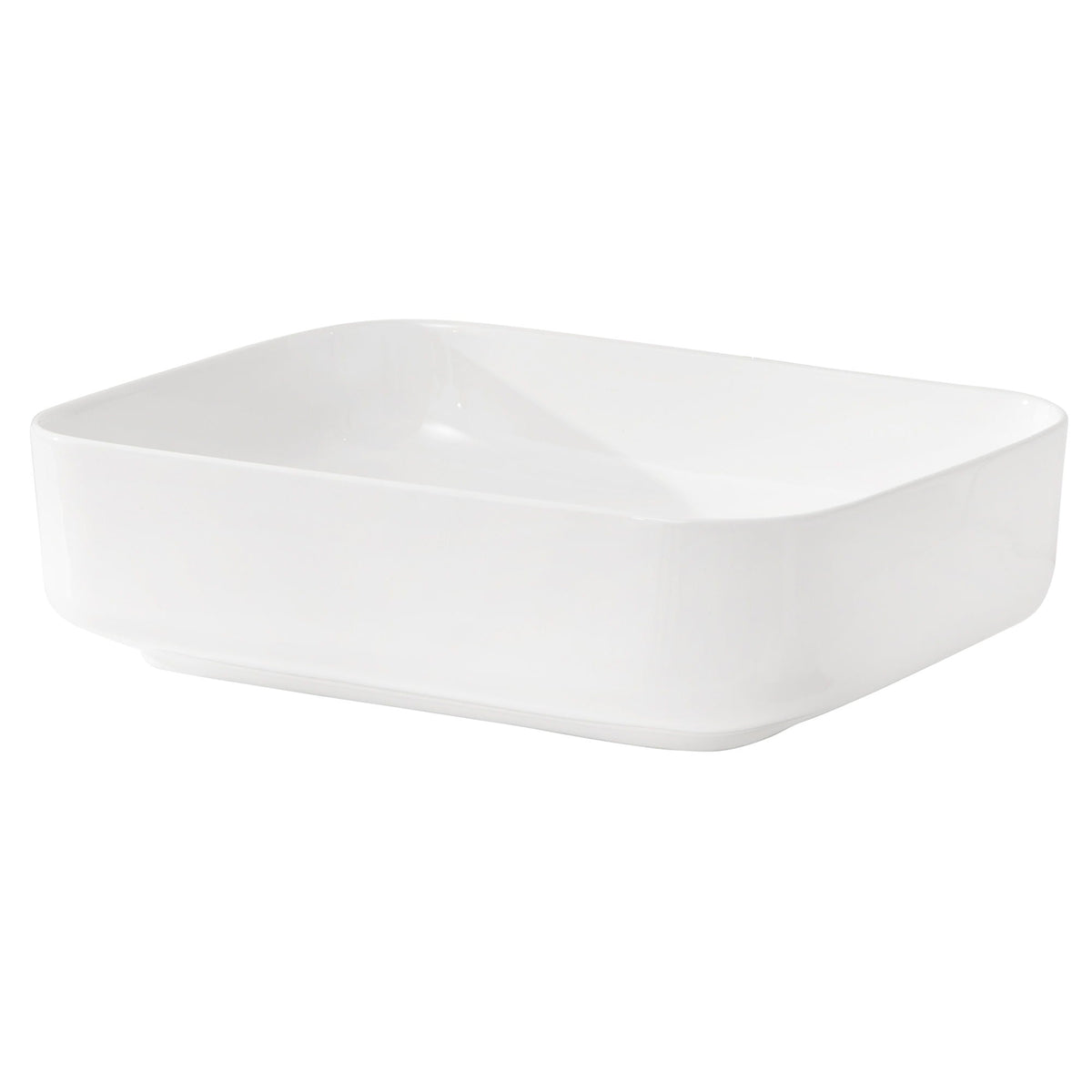 Modern Rectangular Vessel Bathroom Sink with Stain Resistant Ceramic - White