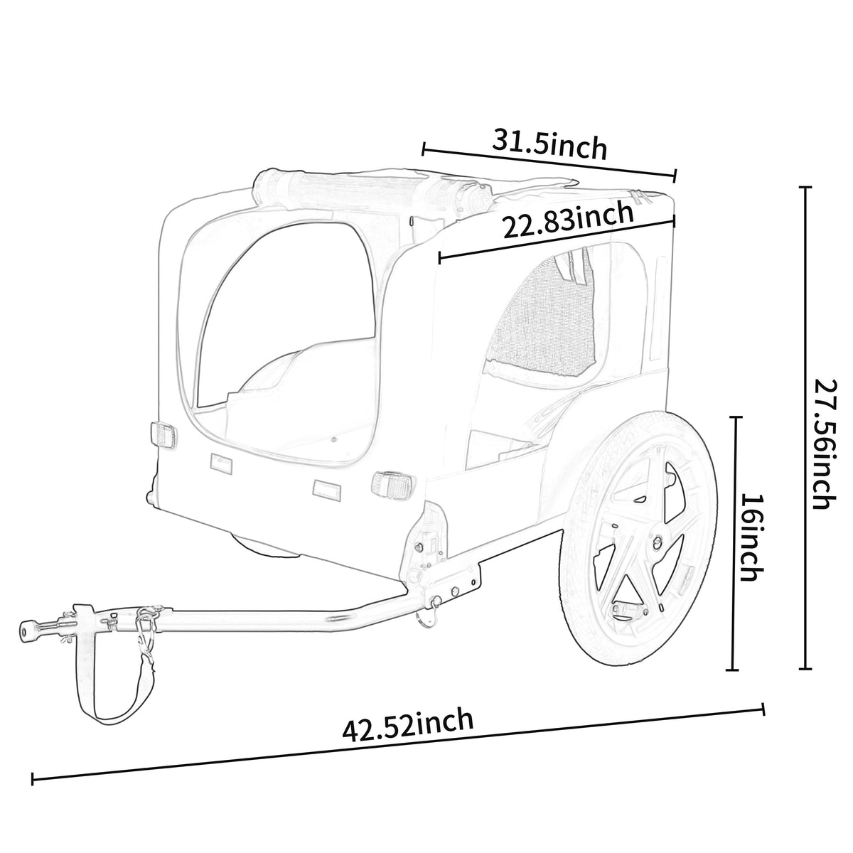 Pet Bike Trailer with Steel Frame and Foldable Design - Red