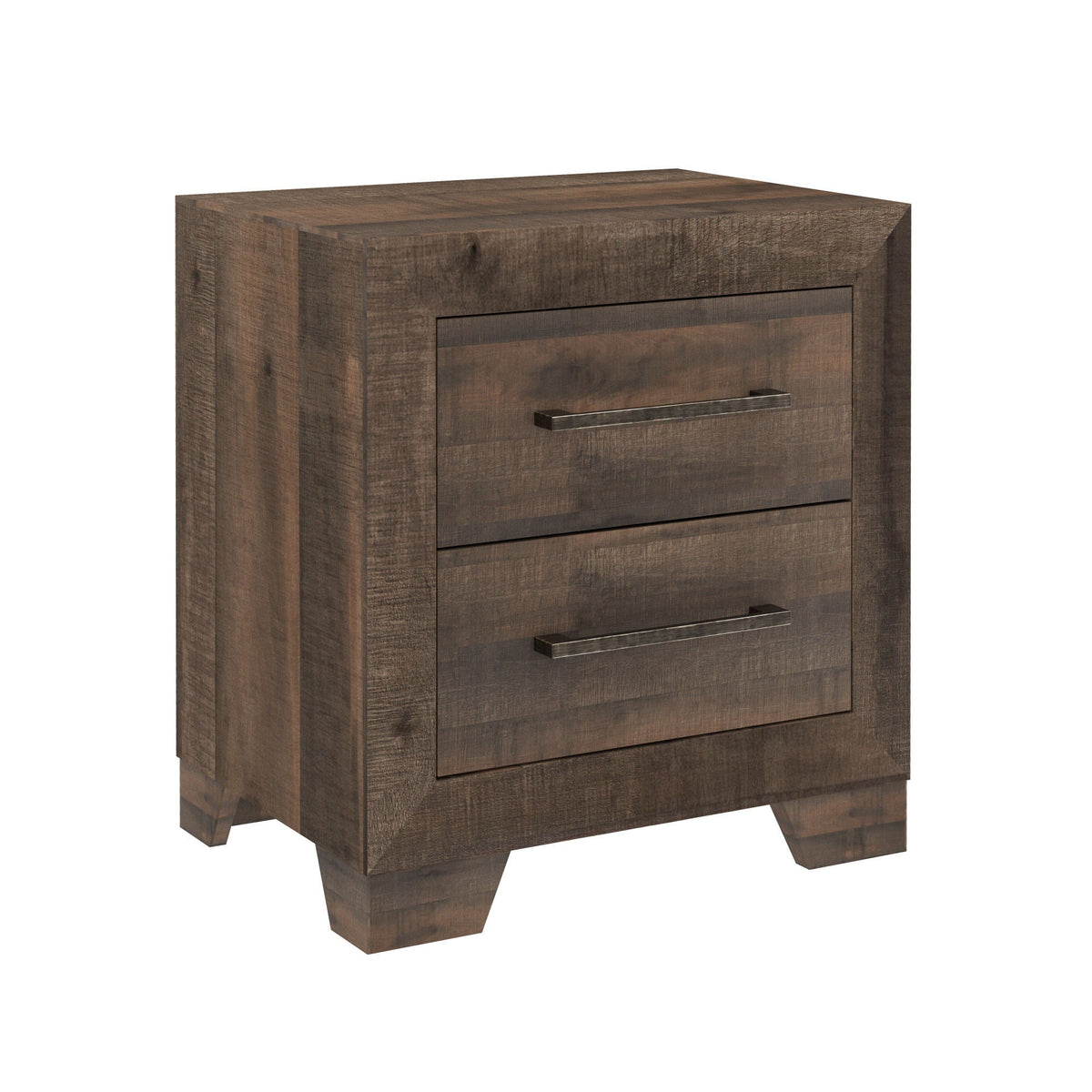 Brown 2 Drawer Nightstand with Functional Storage - Plinz