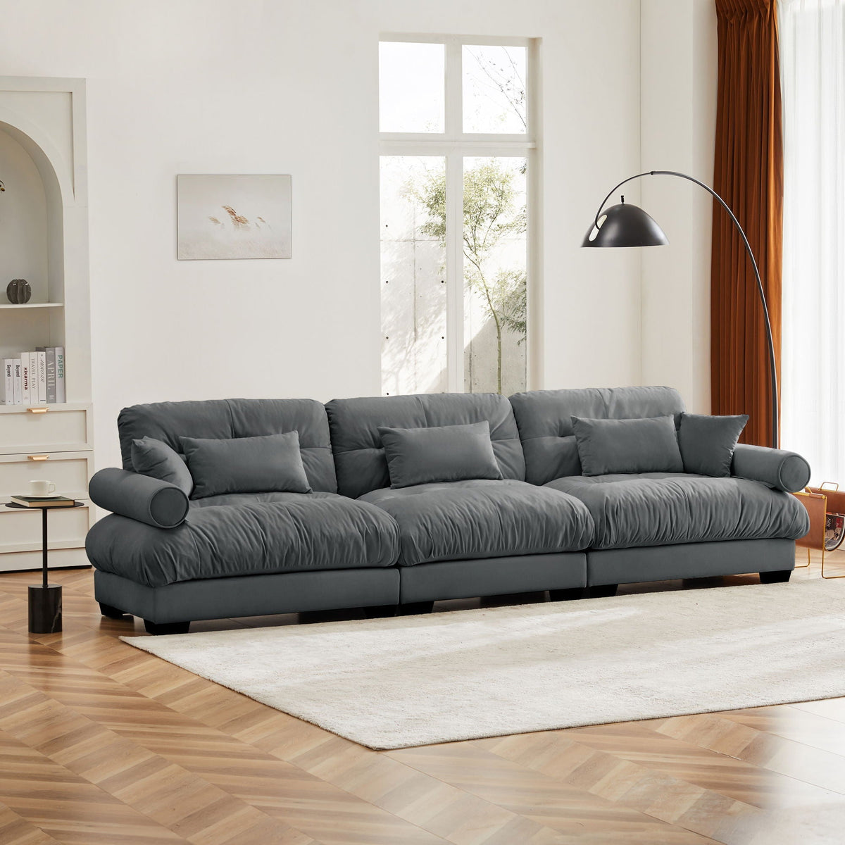 Modern Oversize Sofa with Cloud-Like Comfort - Fabric Stationary Sofa