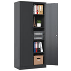 Heavy Metal Garage Storage Cabinet with Locking Doors - Black or White