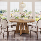Round Dining Cross Base Kitchen Table with Engineered Wood - Assorted Colors