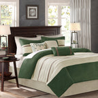 Faux Suede Comforter Set with Hypoallergenic Filling - Green