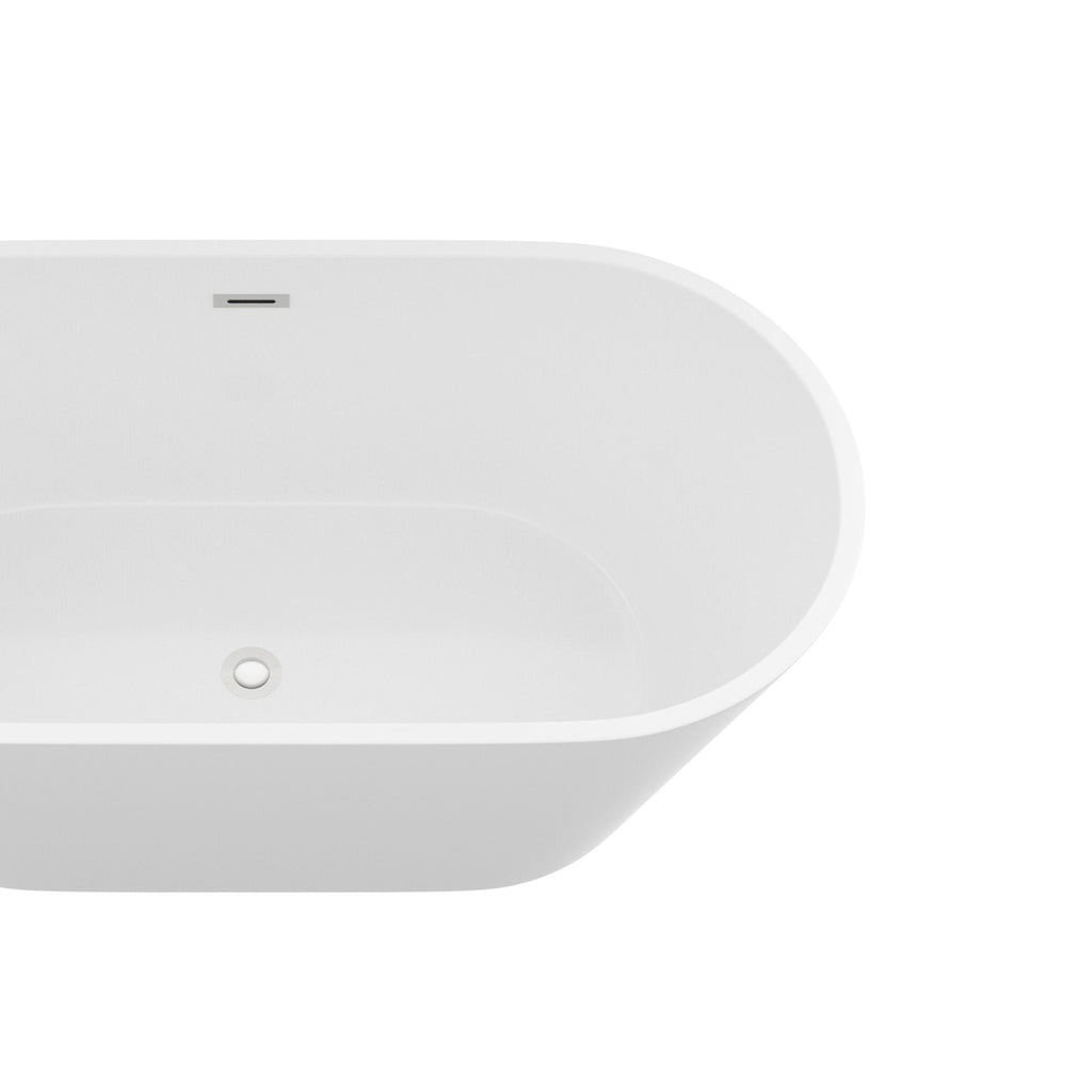 Gloss Freestanding Soaking Bathtub with Overflow and Drain - White