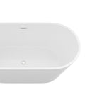 Gloss Freestanding Soaking Bathtub with Overflow and Drain - White