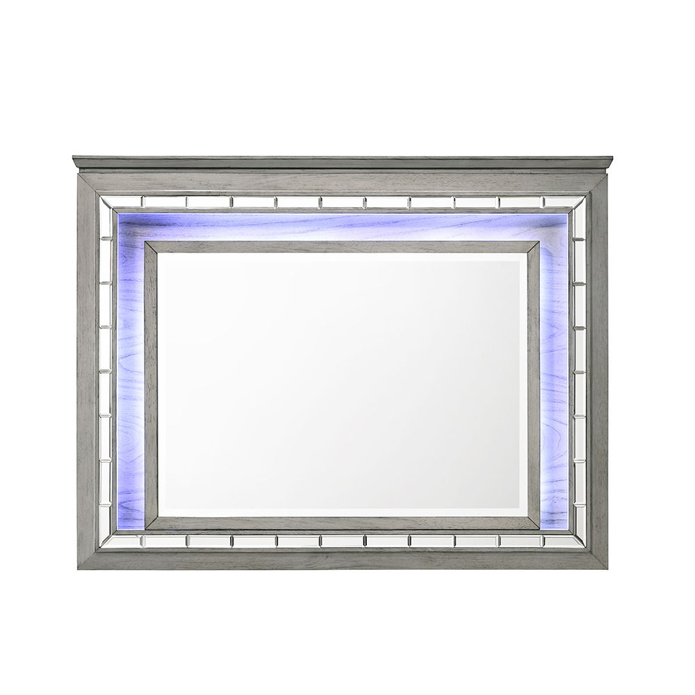 Light Gray Mirror with LED Lighting - Rectangular Wall Mirror