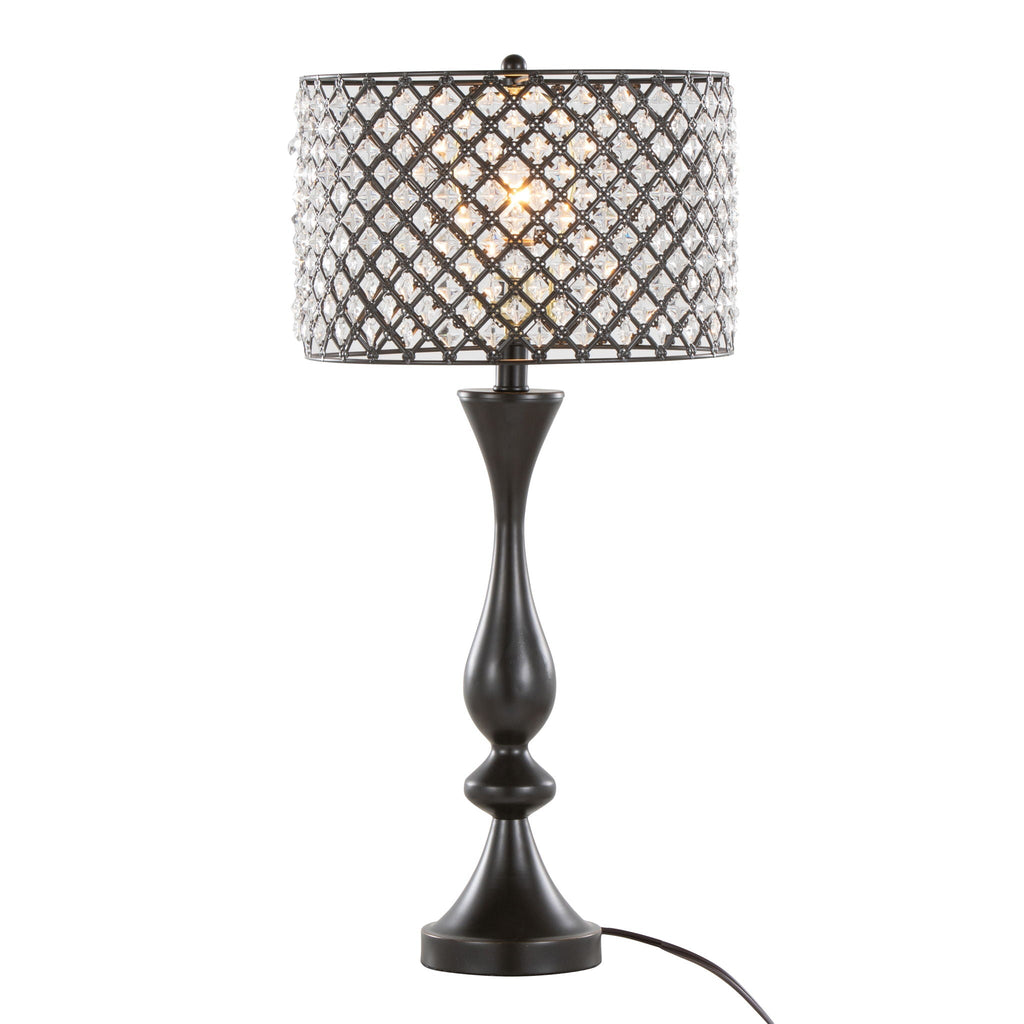 Contemporary Table Lamp with Crystalline Shade - Gold, Black, or Gray