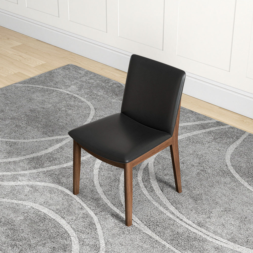 Mid-Century Modern Solid Wood Dining Chair Set with Fabric Upholstery - Multiple Colors