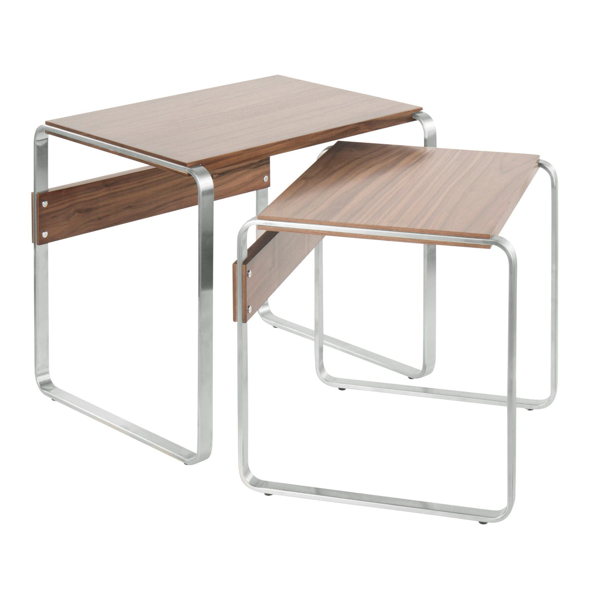 Mid-Century Modern Nesting Tables with Walnut Wood Tops - Walnut