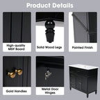 Bathroom Vanity With Sink and Drawers - Freestanding Solid Wood Cabinet