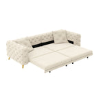 3-In-1 Convertible Sleeper Sofa Set with Deep Seat & Movable Ottoman - White, Beige, Gray