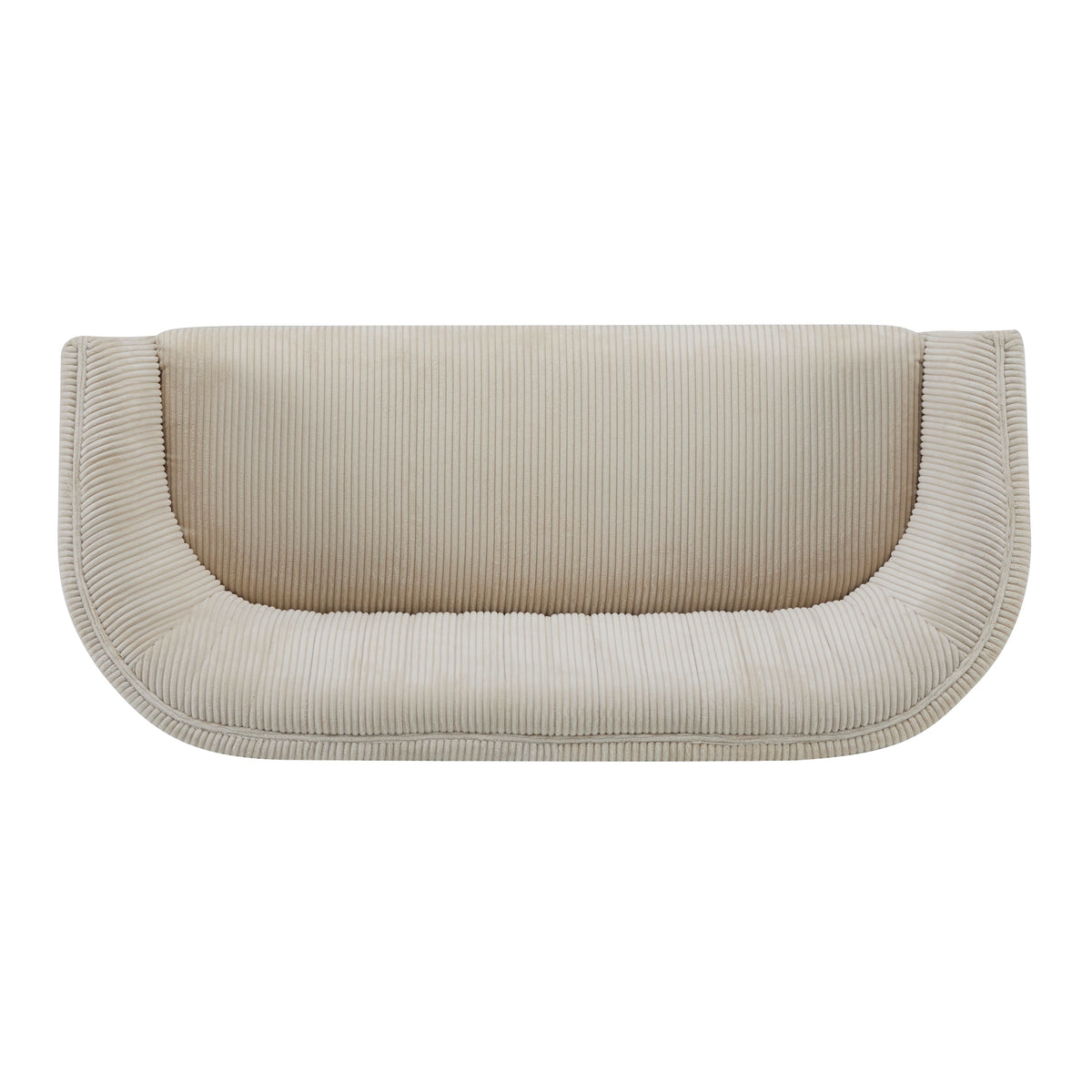 Corduroy Recessed Arm Loveseat with Channel Tufting - Beige & Walnut