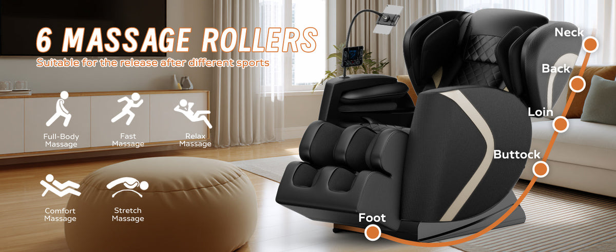 Massage Chair Recliner with Zero Gravity and Full Body Air Pressure - Black