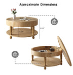 Coffee Table with Dual Storage - Natural Wood, 31.5" Round
