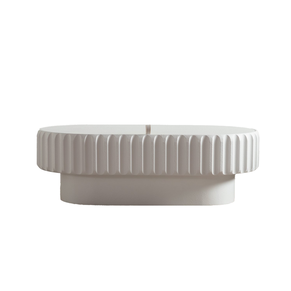 Fluted Storage Table with Lift-Off Lid - Cream White