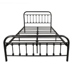 Victorian-Style Steel Bed Frame with Powder-Coated Finish - Black