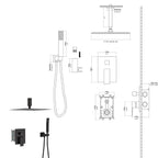 Dual Shower Head 16" Ceiling Mount Shower System with Pressure-Balanced Valve - Gray