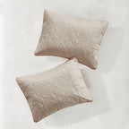Reversible Bedspread Set with Quilted Medallion Design - Khaki
