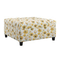 Floral Storage Ottoman with Traditional Design - Gold