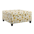 Floral Storage Ottoman with Traditional Design - Gold