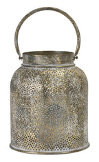 Punched bronze metal candle holder (set of 2)