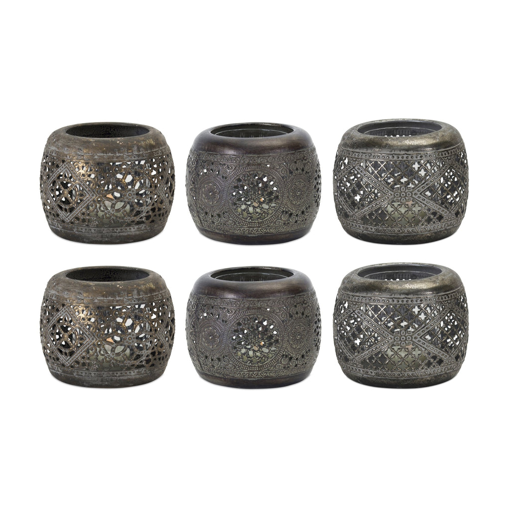 Ornamental metal candle holder (set of 4)