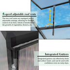 Gain Height Windproof Greenhouse with Heavy-Duty Frame - Black