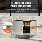 Stainless Steel BBQ Access Door with Ergonomic Handles - Silver