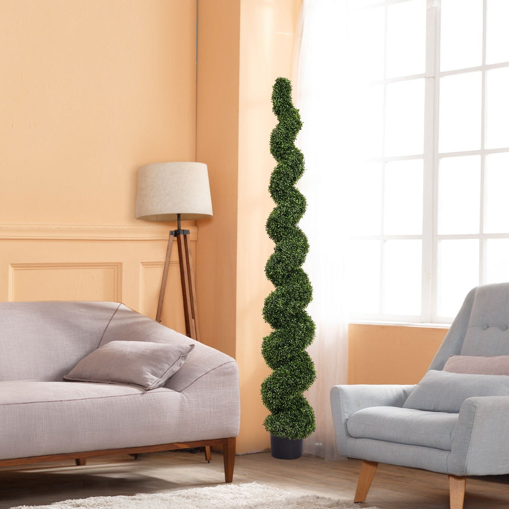 Artificial Outdoor UV Resistant Boxwood Topiary Spiral Tree - Green
