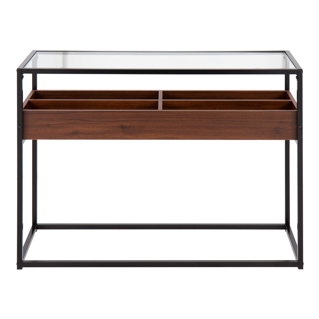 Contemporary Coffee Table with Tempered Glass Top - Beige or Dark Brown