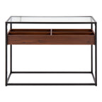 Contemporary Coffee Table with Tempered Glass Top - Beige or Dark Brown