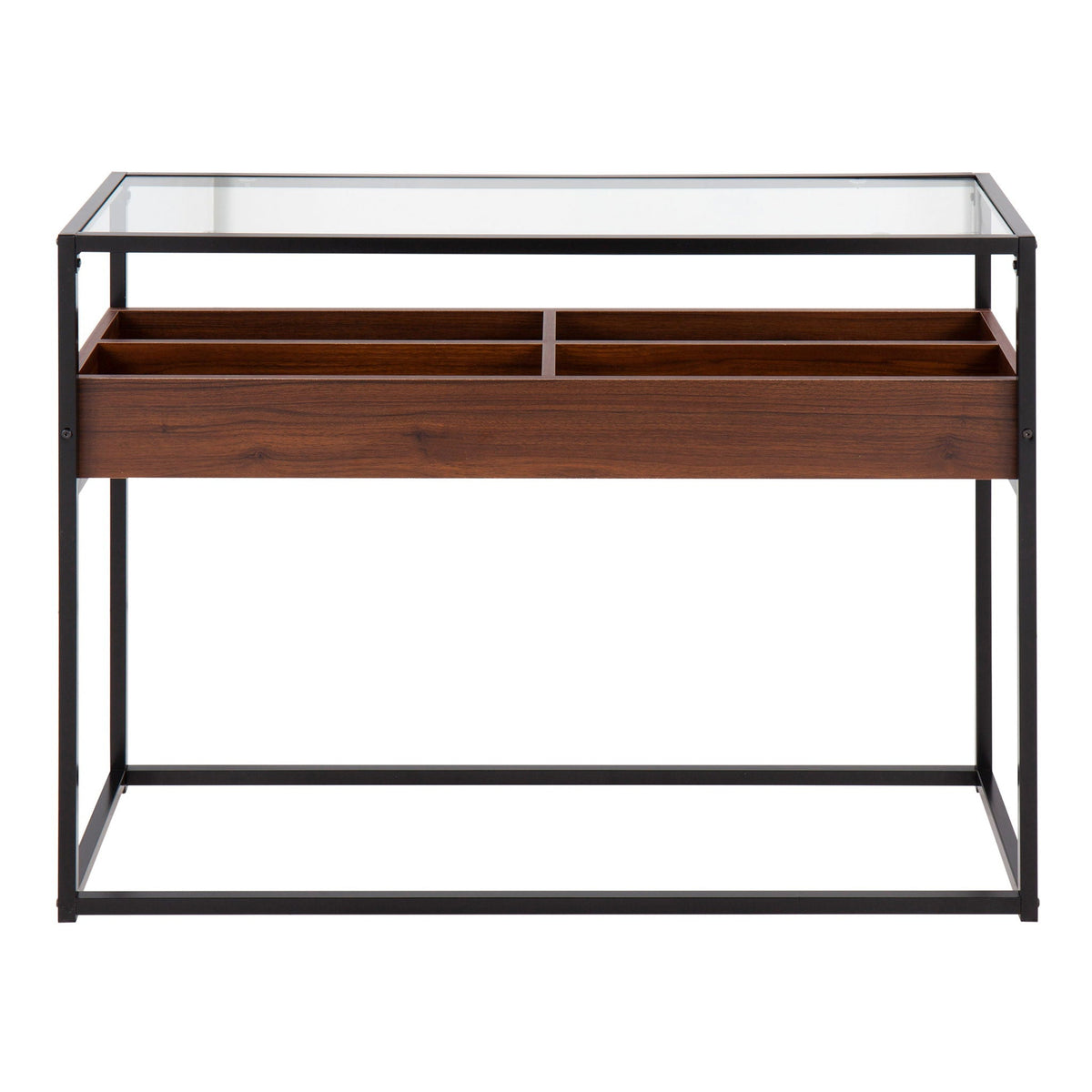 Contemporary Coffee Table with Tempered Glass Top - Beige or Dark Brown