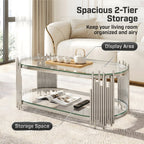 Modern Luxury Coffee Table and Side Table Set with Tempered Glass – Silver or Gold